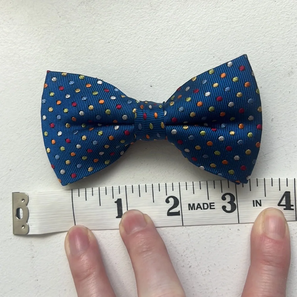 EUC Talbots Boys Blue Polka Dot Clip Bow Tie
